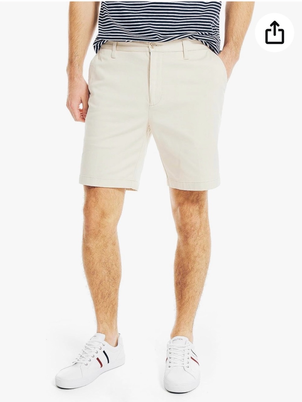Nautica Men’s 8.5” Classic Fit Stretch Deck Short in Stone, Size 38